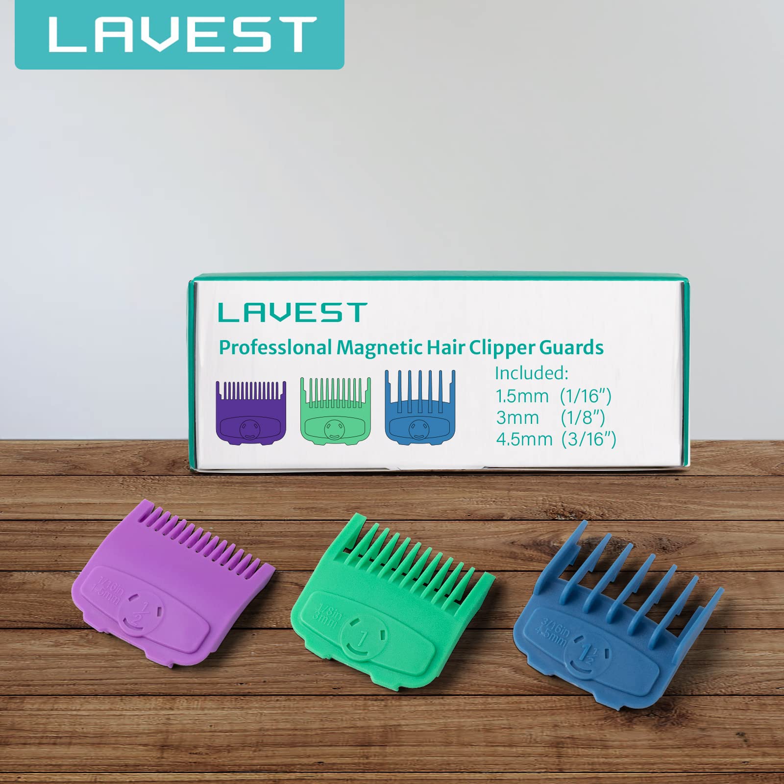 Magetic Clipper Guards Set Compatible with Most Wahl Clippers, Color Coded Clipper Combs Replacement - Guard Number: #1/2, 1 and #1 1/2 (Length: 1/16, 1/8 and 3/16 inch)