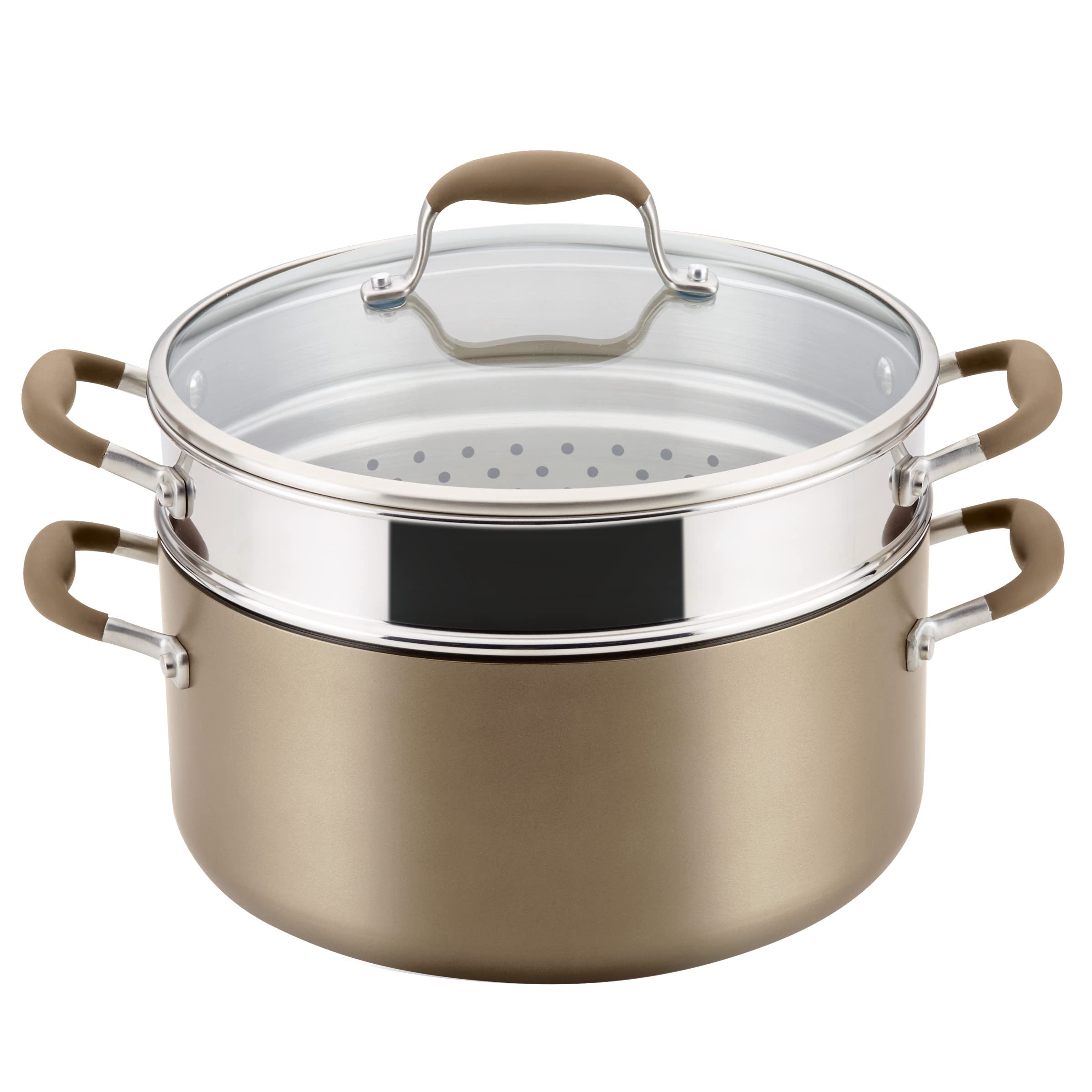 Anolon Advanced Home Hard Anodized Nonstick Sauce Pan/Saucepan with Straining and Lid, 2 Quart (2 Qt Straining Saucepan, Indigo)