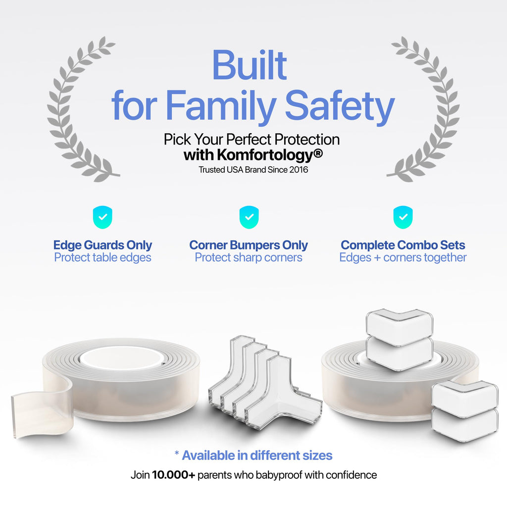 8-Pack Baby Proofing Corner Guards, Soft Rubber Corner Protectors for Furniture, 3M Adhesive Pre-Taped Corner Bumper Guards, Child Proof Safety for Fireplace, Table, Cabinet & Stairs, Black