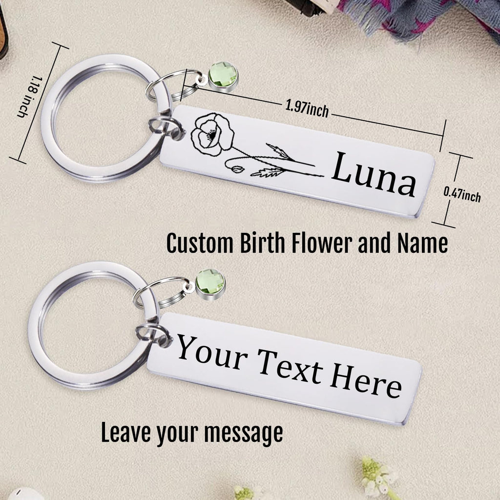 Customized Double-sided Keychain Stainless Steel Personalized Engraved Text Name Keychain Gifts for Men and Women