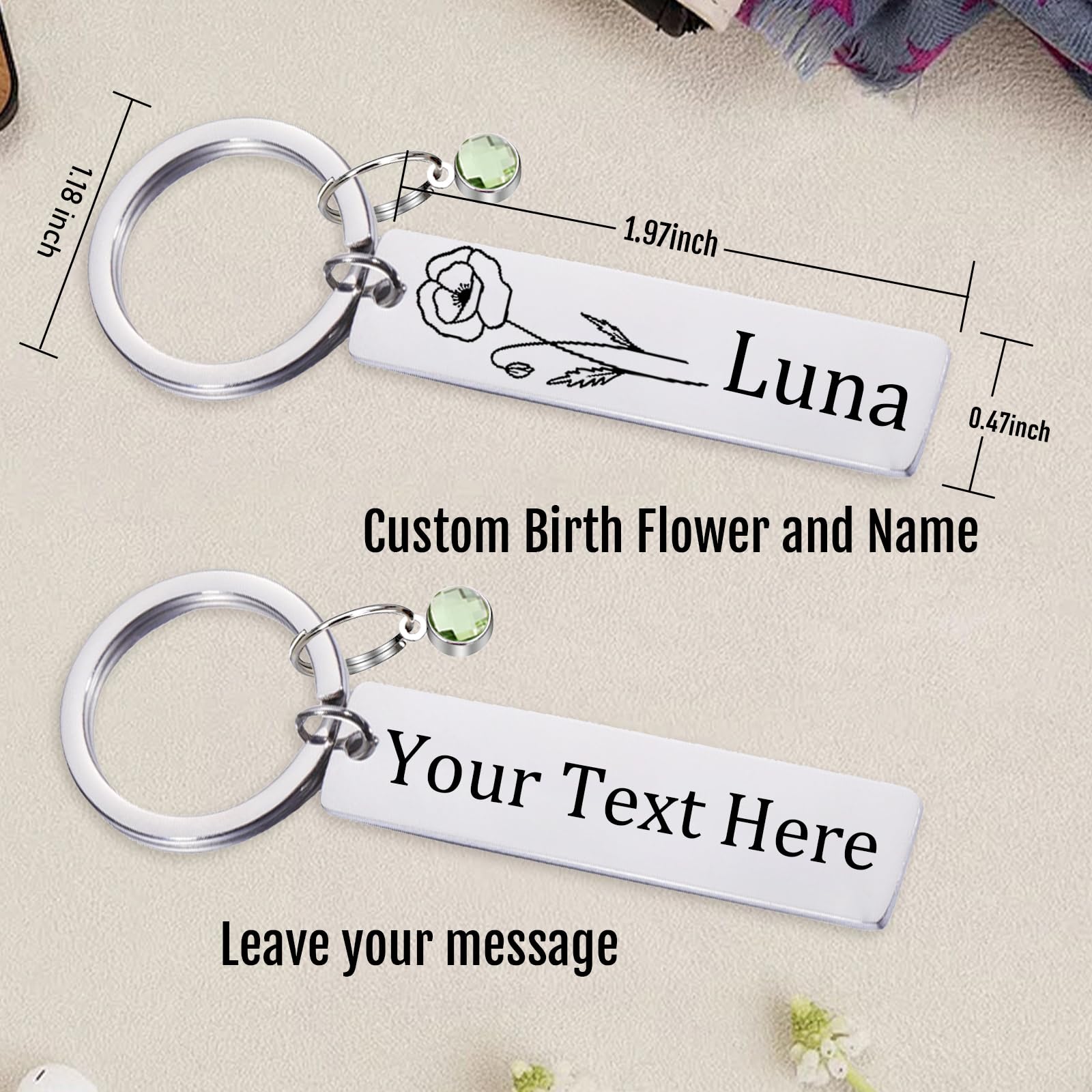 Customized Double-sided Keychain Stainless Steel Personalized Engraved Text Name Keychain Gifts for Men and Women