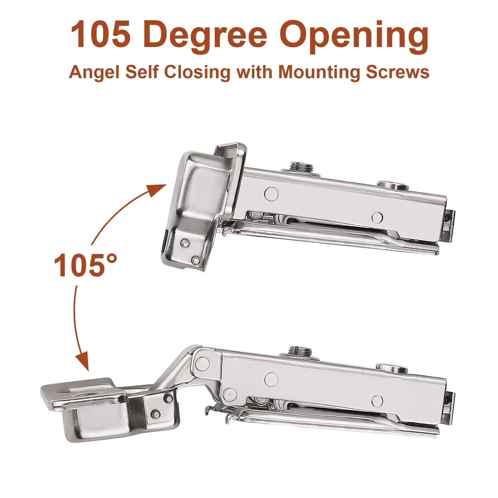 1 Pairs （2 Pack） Soft Close Kitchen Cabinet Door Hinges fit for Face Frame Cabinet,105 Degree Opening Angel Self Closing with Mounting Screws by Probrico