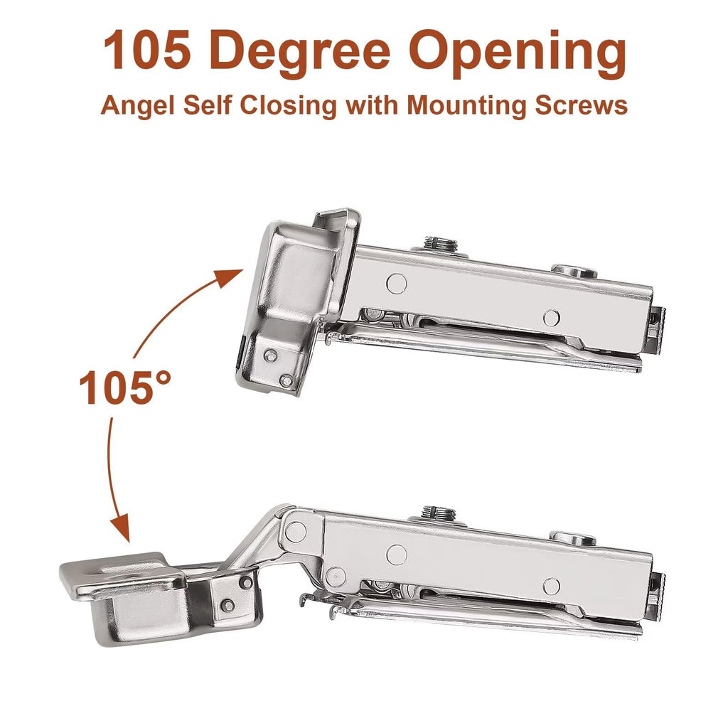 1 Pairs （2 Pack） Soft Close Kitchen Cabinet Door Hinges fit for Face Frame Cabinet,105 Degree Opening Angel Self Closing with Mounting Screws by Probrico