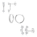 3 Pairs Dainty Small Earrings Set for Women Trendy, Birthstone Stud Huggie Hoop Jacket Stack for Cartilage Helix, Gold Plated Hypoallergenic Cute Women Fashion Accessories Western Jewelry Gifts