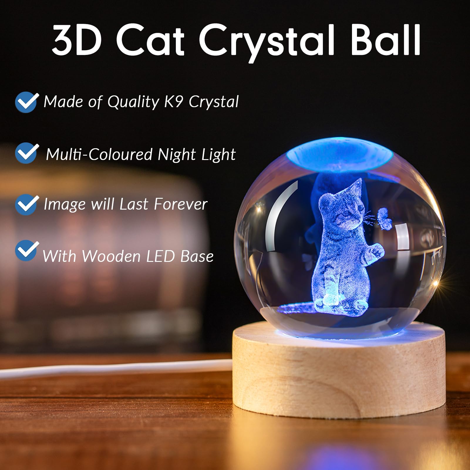 IFOLAINA Butterfly Crystal Ball Gifts Ideas for Girlfriend Wife Mom Couple Her Bithday Mothers Day 3D Butterfly on Sunflower Night Light Decorative Globes Room Decor