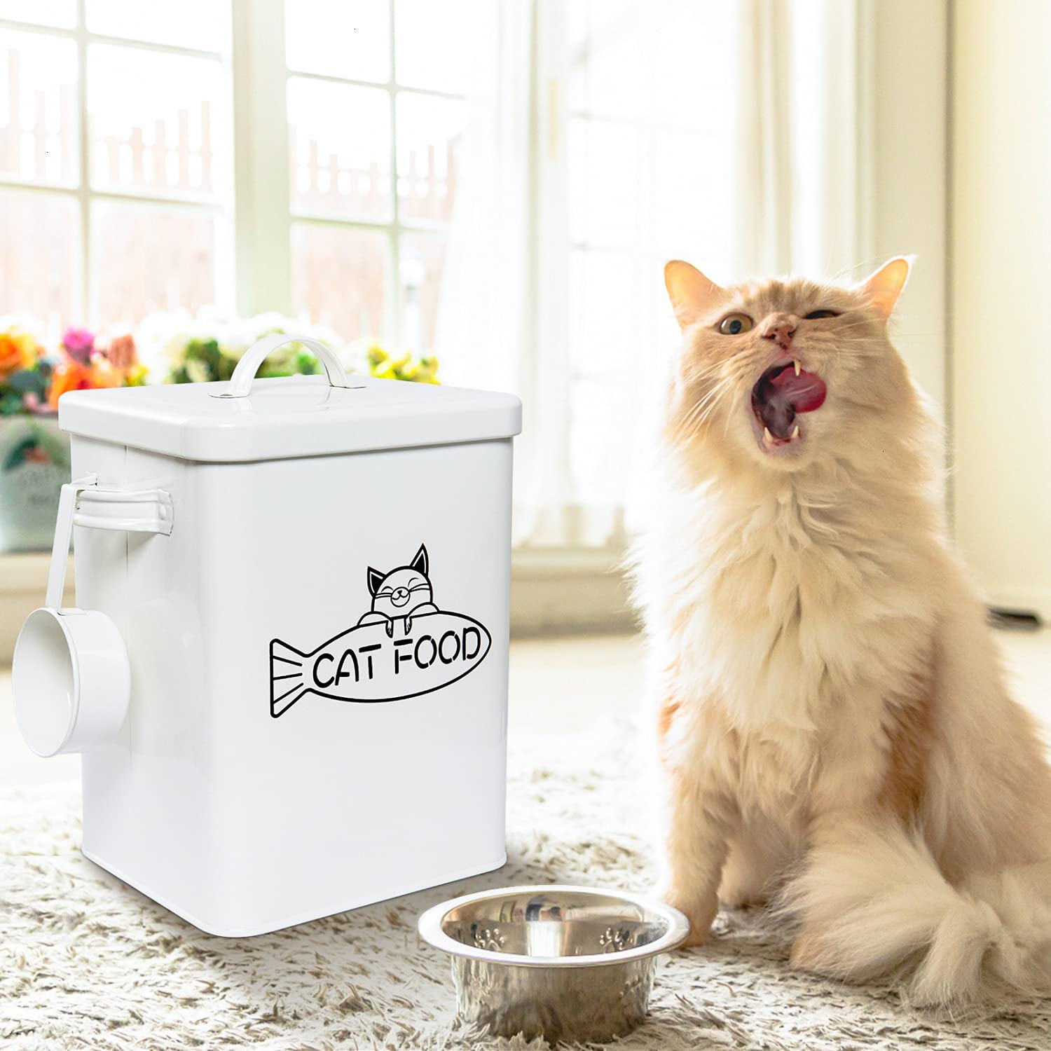 Vumdua Dog and Cat Food Storage Container, Farmhouse Pet Food Containers with Lid and Dry Food Scoop, Durable Airtight Great Gift for Pet Owners