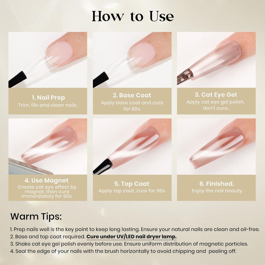 MIZHSE Cat Eye Gel Nail Polish, Moonlight Magnetic Gel Polish and Sheer Nude Nail Kit with 1 Magnet Stick, Glass Shiny Effect Silver Pink Purple Soak Off Manicure Home DIY