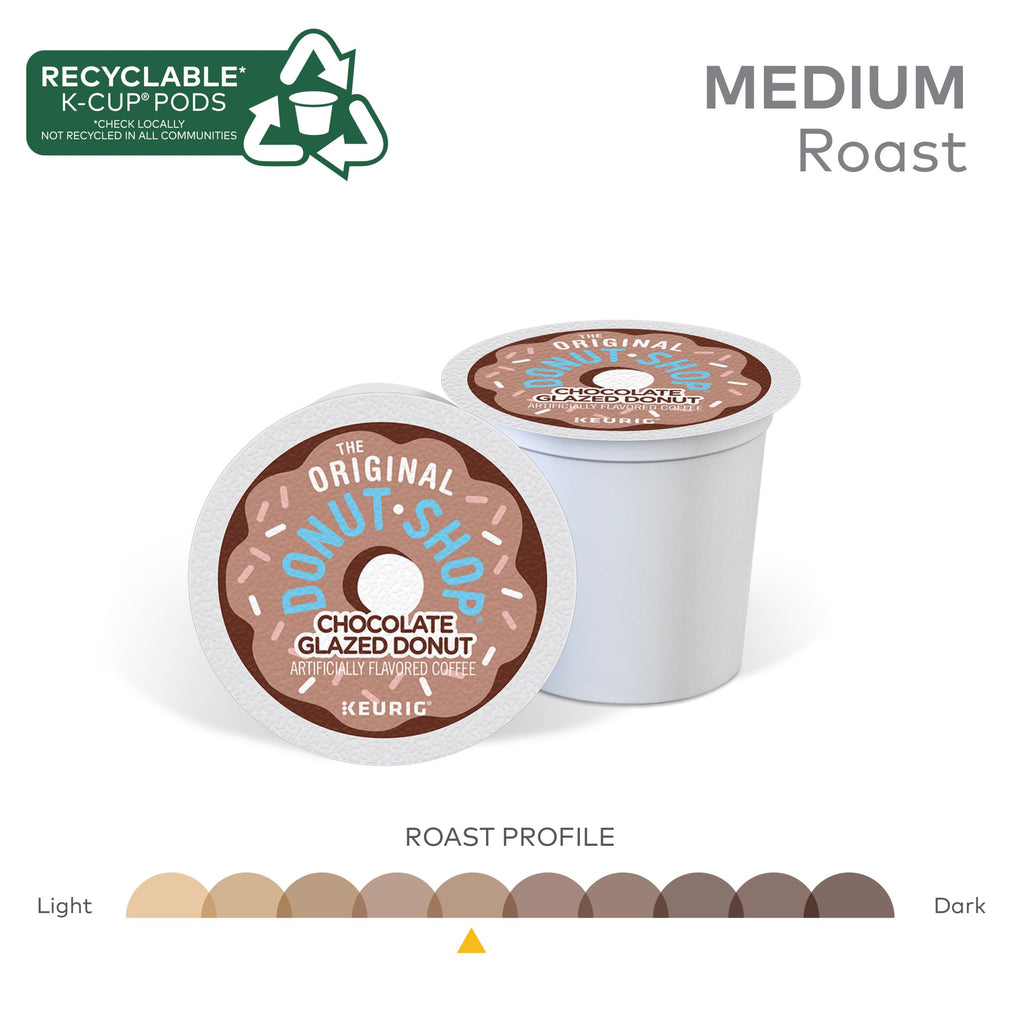 The Original Donut Shop Coffee Chocolate Glazed Donut Keurig Single-Serve K-Cup Pods, Medium Roast Coffee, 60 Count (6 Packs of 10)