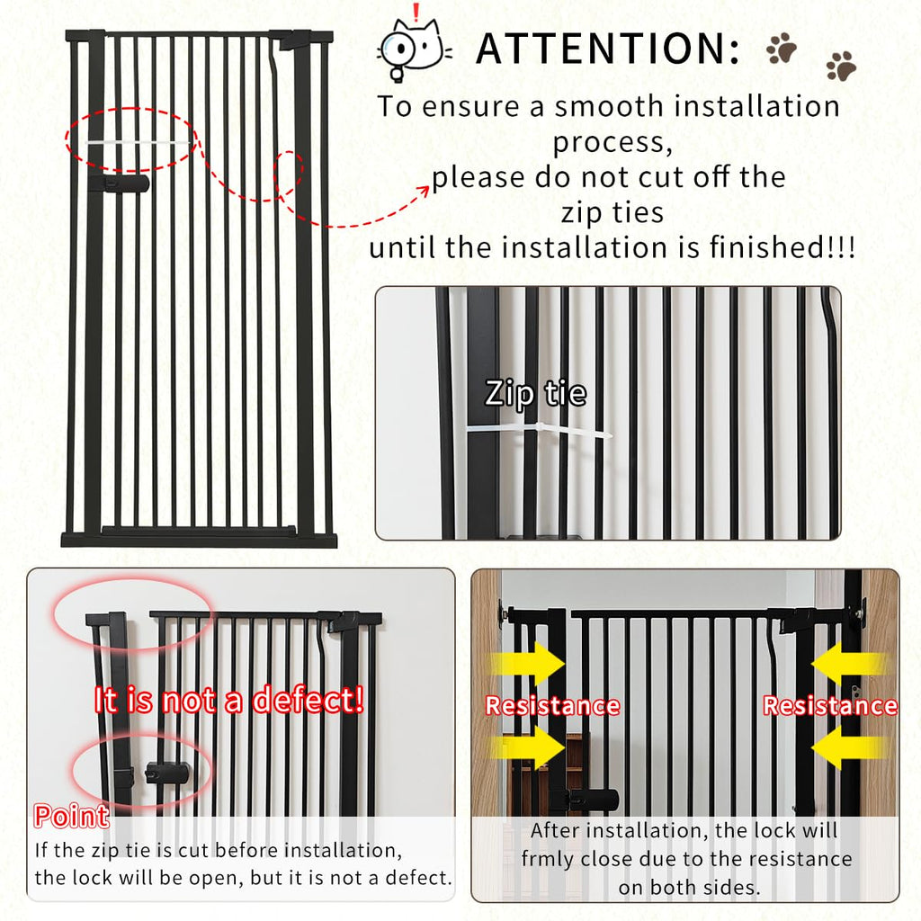 Lumizone Extra Tall Cat Gate Extension Kit 55.12" High 4.13" Wide Black | Tall Pet Gate Dog Gate for Doorway Hallway Stairs Pressure Mounted Extra Wide 1.37" Gap No Drilling