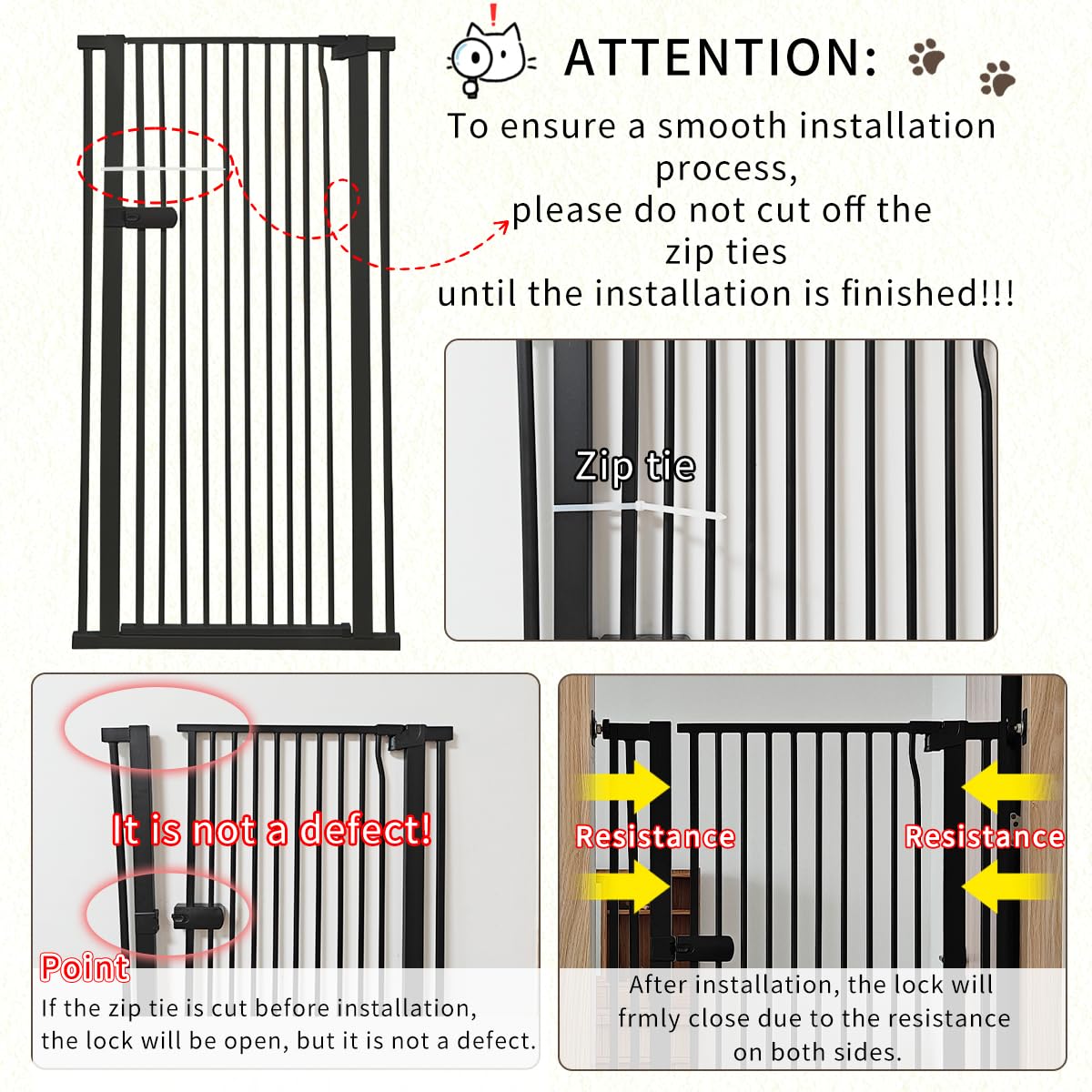 Lumizone Extra Tall Cat Gate Extension Kit 55.12" High 4.13" Wide Black | Tall Pet Gate Dog Gate for Doorway Hallway Stairs Pressure Mounted Extra Wide 1.37" Gap No Drilling