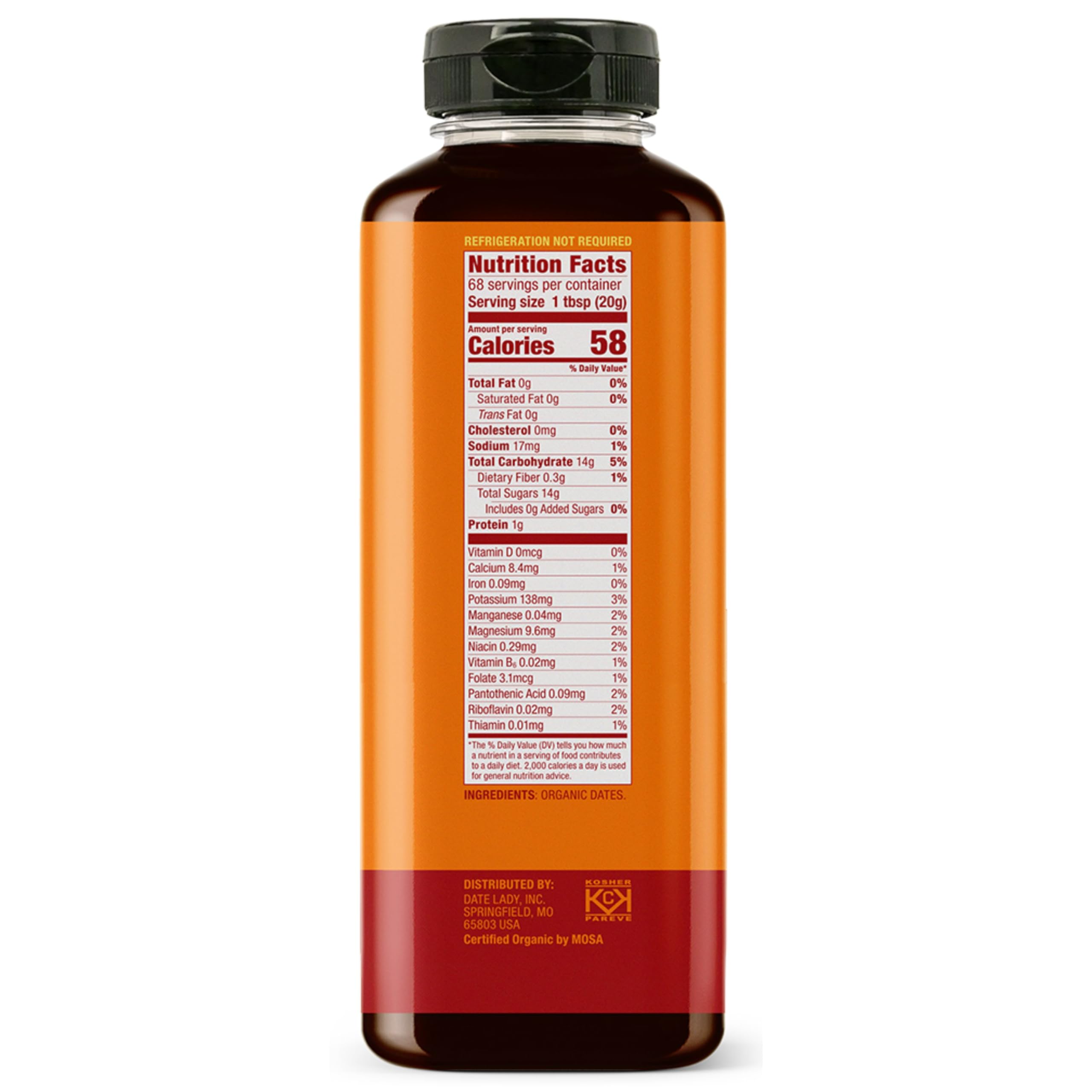 Date Lady Date Syrup 3 lb Squeeze Bottle | 1 ingredient: 100% Organic Dates. Vegan, Paleo, Gluten-free & Kosher | Also Known As Silan, Date Honey and Date Nectar | Sugar Substitute