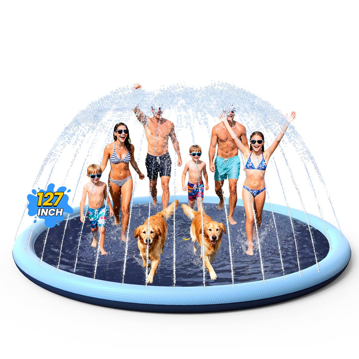 VISTOP 67" Non-Slip Splash Pad for Kids and Dogs, Thickened Sprinkler Pool for Toddlers, Outdoor Backyard Water Toys, Fun Fountain Play Mat for Babies, Children & Pets Blue
