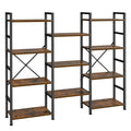 SUPERJARE Triple Bookshelf, Bookcase with 11 Open Display Shelves, Wide Book Shelf Book Case for Home & Office, 4 Tier, Black