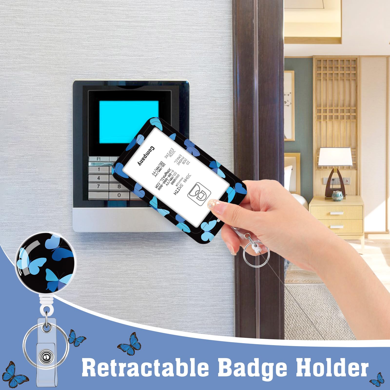 3 Set Badge Holder Retractable Reel Bloom ID Badge Holders with Clip Cute Name Badge Holders for Teacher Nurse Doctor Student Office Workers