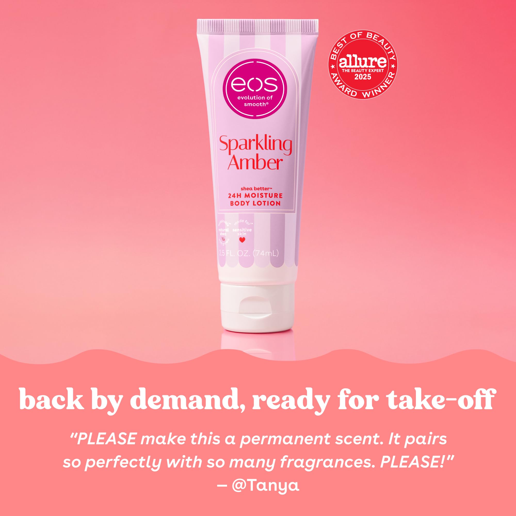 eos 24H Moisture Travel Body Lotion- Fresh & Cozy, Travel Size Essential, Toiletries, Mini Body Lotion, 2.5 fl oz