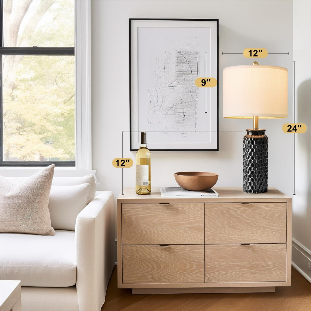 USumkky 20.5" Gold Modern Ceramic Bedside Lamp Set of 2 for Bedroom Decor Farmhouse Table Lamp for Living Room Office Dorm