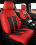 for Ford F150 Leather Seat Covers, Super Crew Cab XL XLT 2015-2020, F250 F350 F450 Super Duty Crew Cab 2017-2022,Custom Truck Seat Cover Full Set, Pickup Accessories, Black (Bucket Seat)