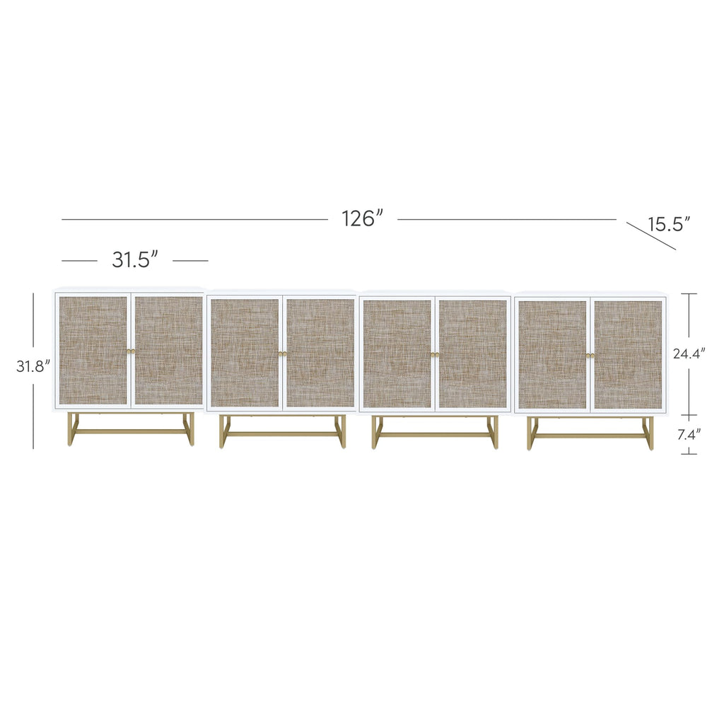 Nathan James Kova Rattan Wood Accent Sideboard Storage Cabinet with Matte Metal Frame, Adjustable Interior Shelves and Cane Doors, for Hallway, Entryway or Living Room, Black Oak/Cane