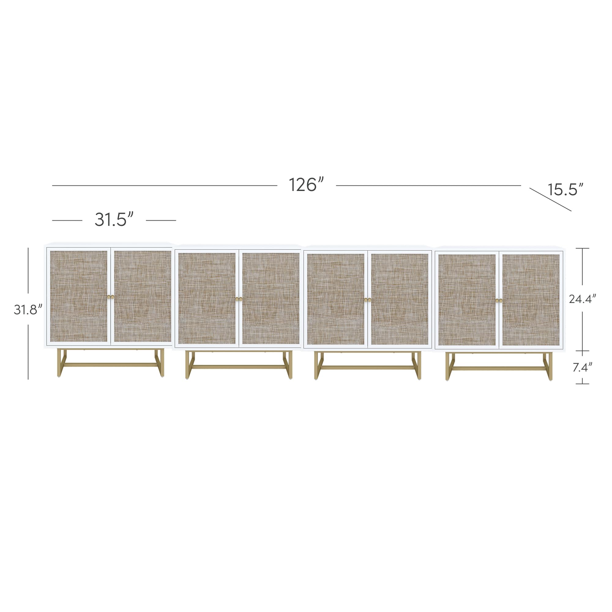 Nathan James Kova Rattan Wood Accent Sideboard Storage Cabinet with Matte Metal Frame, Adjustable Interior Shelves and Cane Doors, for Hallway, Entryway or Living Room, Black Oak/Cane