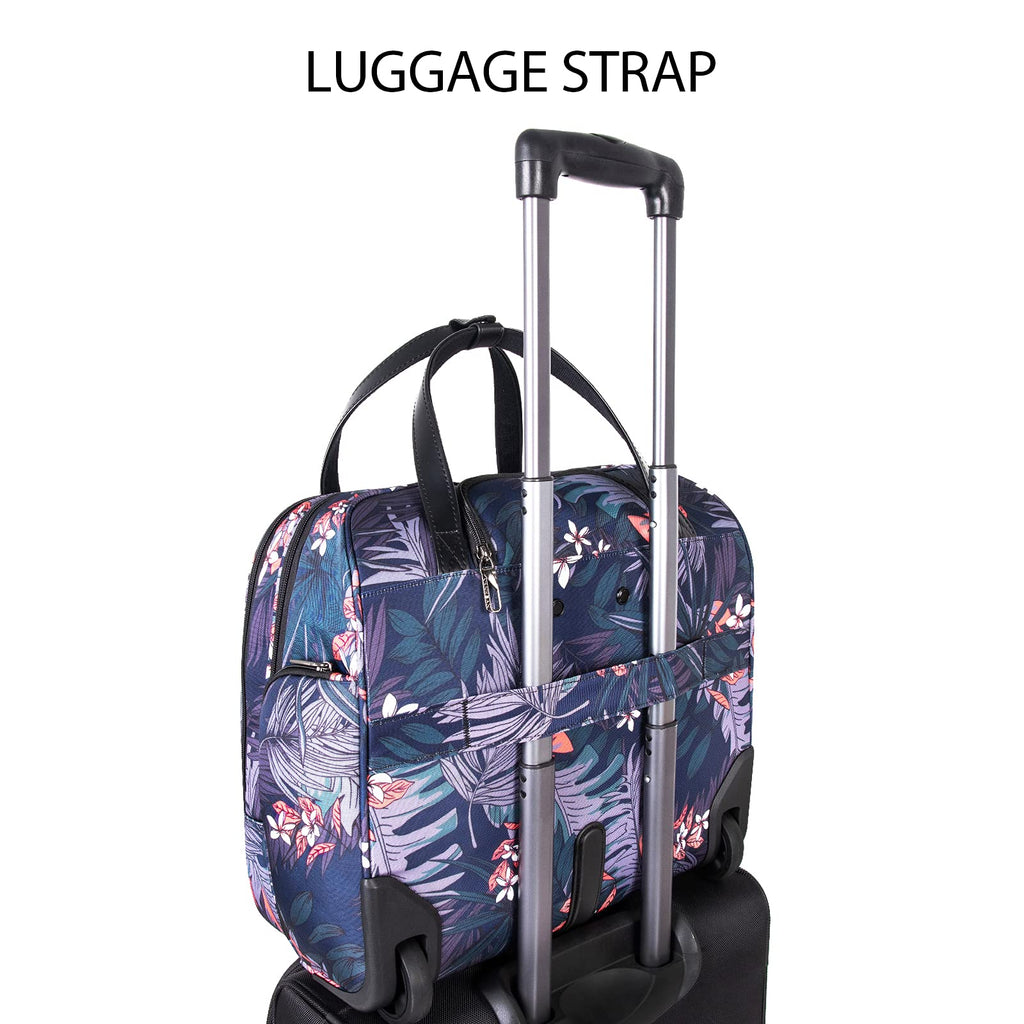 VANKEAN Rolling Laptop Bag Women with Wheels, Fits Up to 15.6 Inch Rolling Briefcase Water Repellent Rolling Computer Bag (Floral)