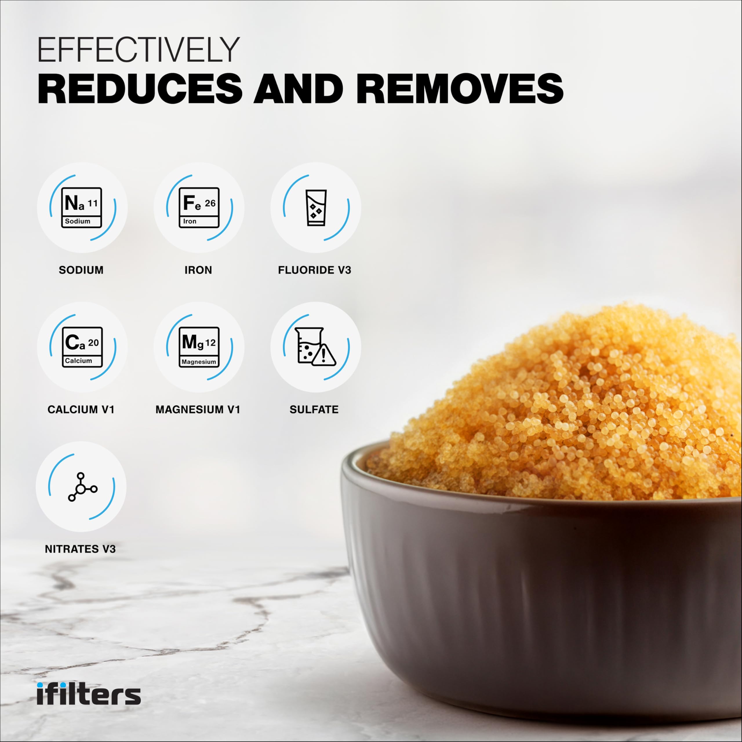 iFilters Water Softener Resin Media Replacement - 1/2 Cubic Foot (CuFt) | 100% Ion Exchange High Quality Premium Cation | 16,000 Grain Capacity | NSF Certified (MED-CAT-025/2)