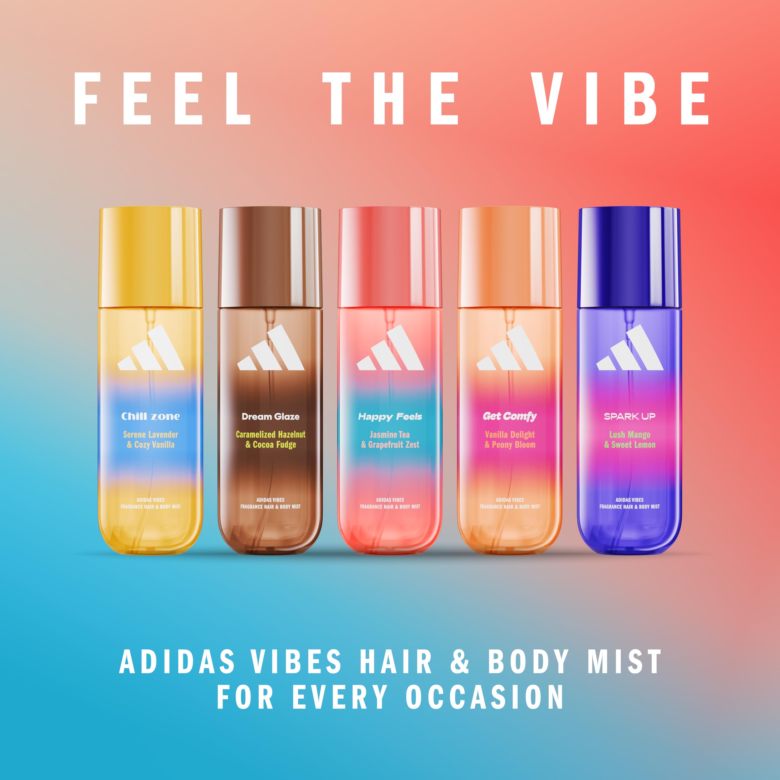 adidas Vibes Chill Zone Fragrance Hair & Body Mist for Women, Mood-Boosting, Notes of Lavender & Vanilla, For Any Occasion, 7.9oz