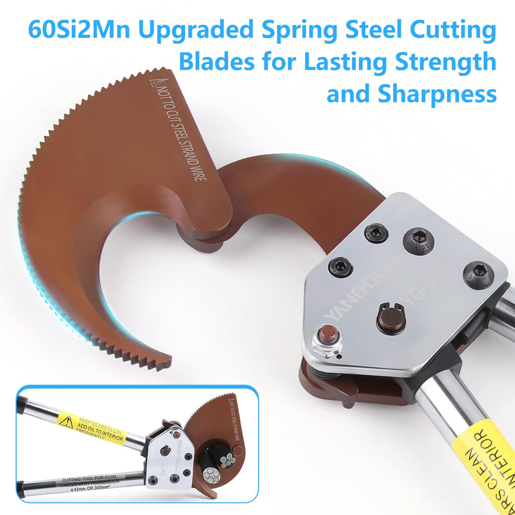 Yangoutool Heavy-Duty Ratcheting Cable Cutters for Large Copper, Aluminum, and Armored Cables - J40 Wire Cutter up to 300 mm², Electrical Wire Cutting Tool