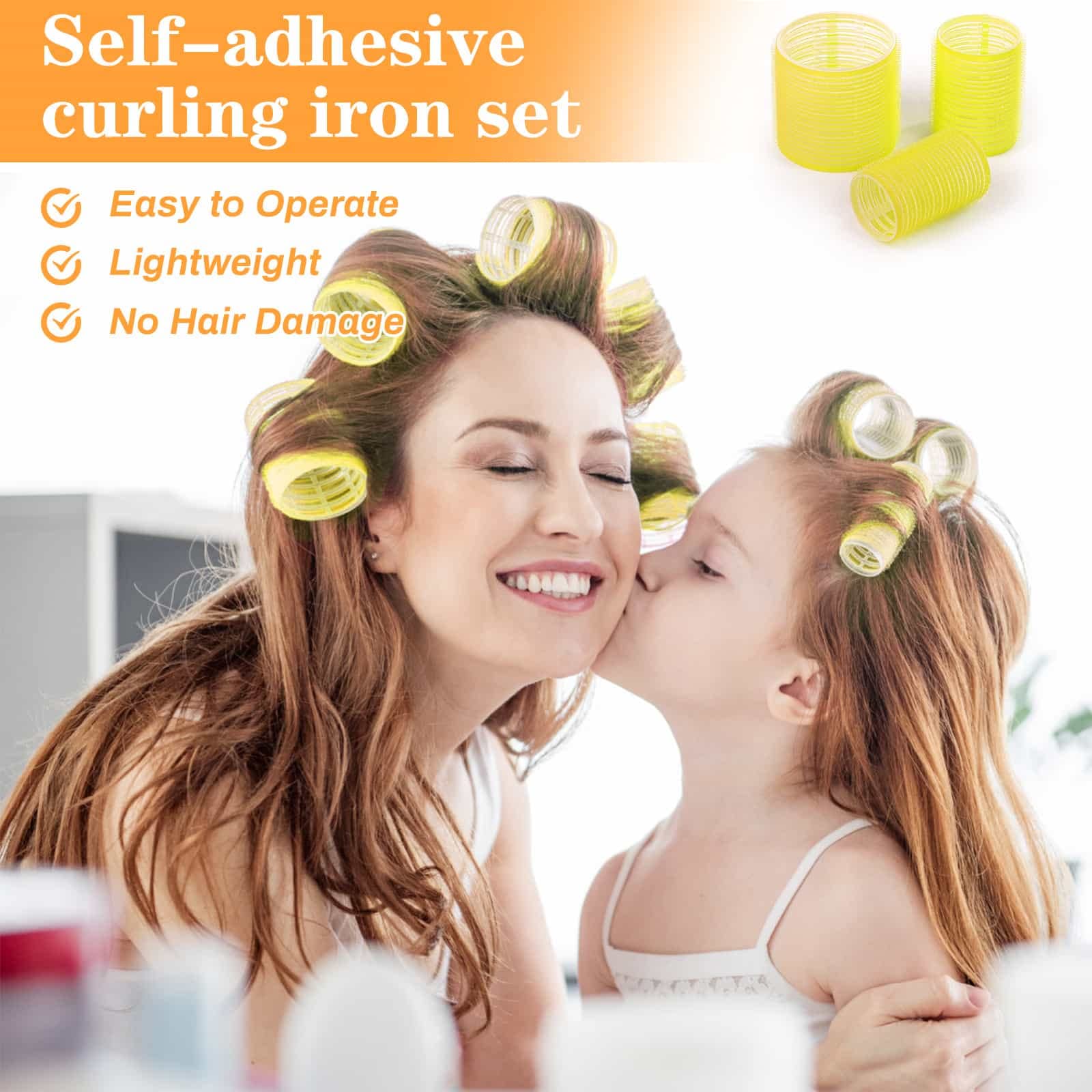 Self Grip Hair Rollers and Curlers Set - 24 Pieces with 3 Sizes (4 Jumbo, 4 Large, 4 Medium) and 12 Clips for Long, Short, Thick, Fine Hair Styling