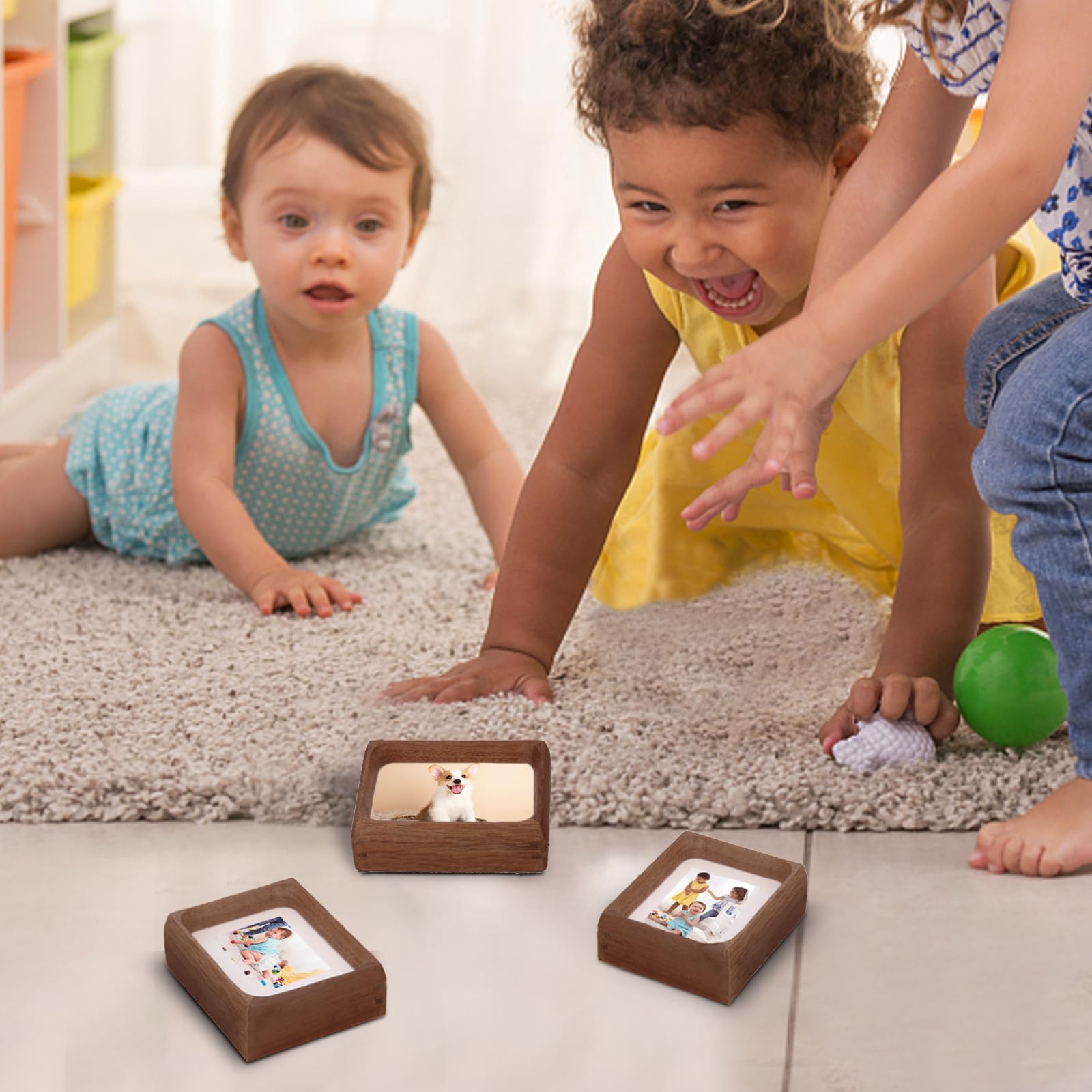 Mini Wood Picture Frame,Small Picture Frames 2x3 with Tiny Mat | Cute Polaroid Picture Frame,Teak Solid Natural Wood Tiny Photo Frame, Tabletop and Wall Mounting