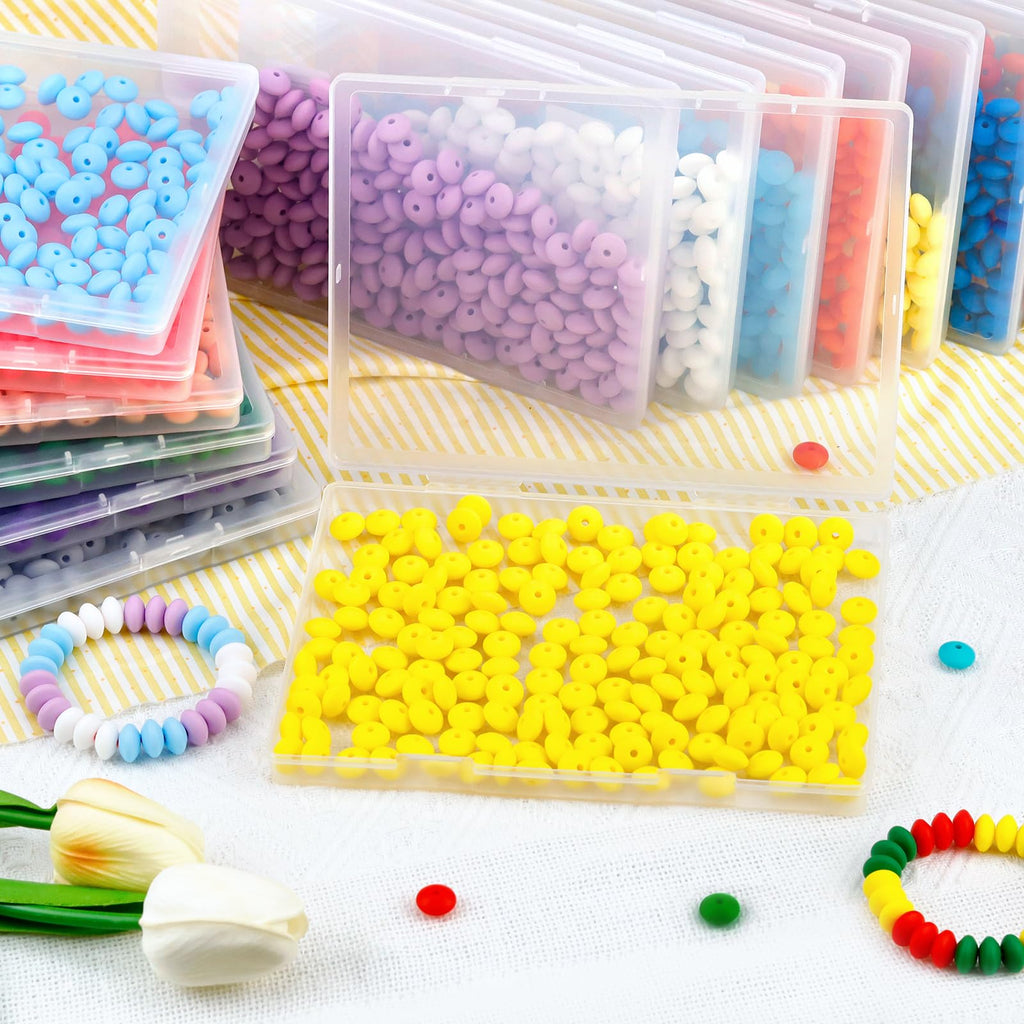FIVEIZERO 180PCS Silicone Lentil Beads,12mm Spacer Beads | Flexible Silicone, 2mm Hole Design, Easy to Thread, Fade Resistant, Easy to Clean
