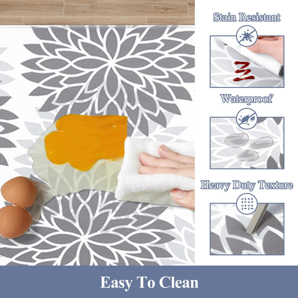 HEBE Anti Fatigue Kitchen Rugs Sets of 2, Non Slip Kitchen Mats for Floor, Waterproof Cushioned Comfort Standing Carpet for Kitchen Sink, Home Office, Laundry Room