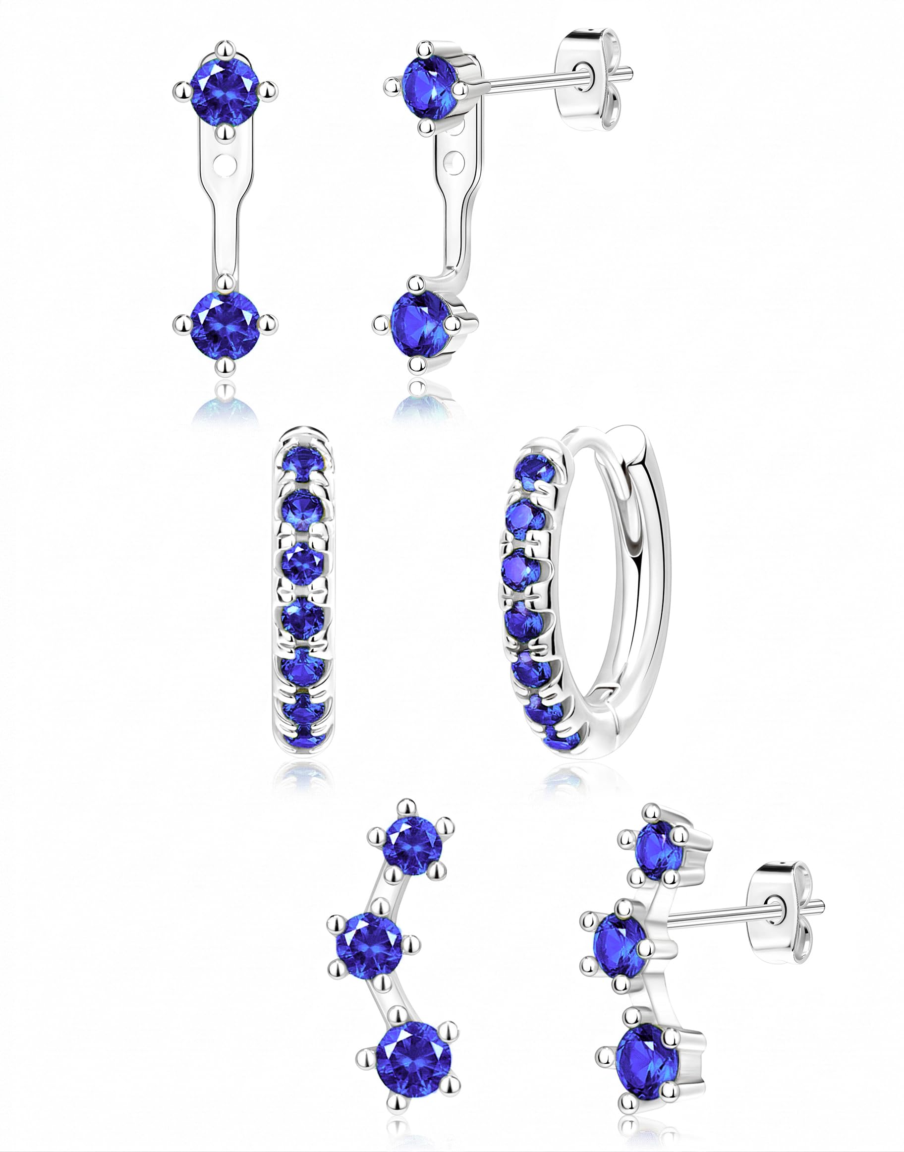 3 Pairs Dainty Small Earrings Set for Women Trendy, Birthstone Stud Huggie Hoop Jacket Stack for Cartilage Helix, Gold Plated Hypoallergenic Cute Women Fashion Accessories Western Jewelry Gifts