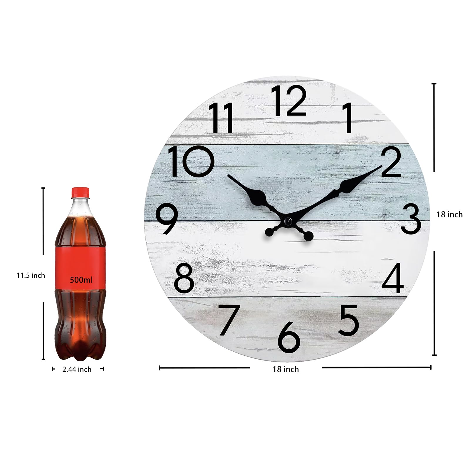 KECYET Wall Clock Silent Non-Ticking Wooden Clocks Battery Operated 8 Inch Small Country Retro Rustic and Beach Style Decorative for Kitchen, Home, Bathroom, Bedroom (Blue)