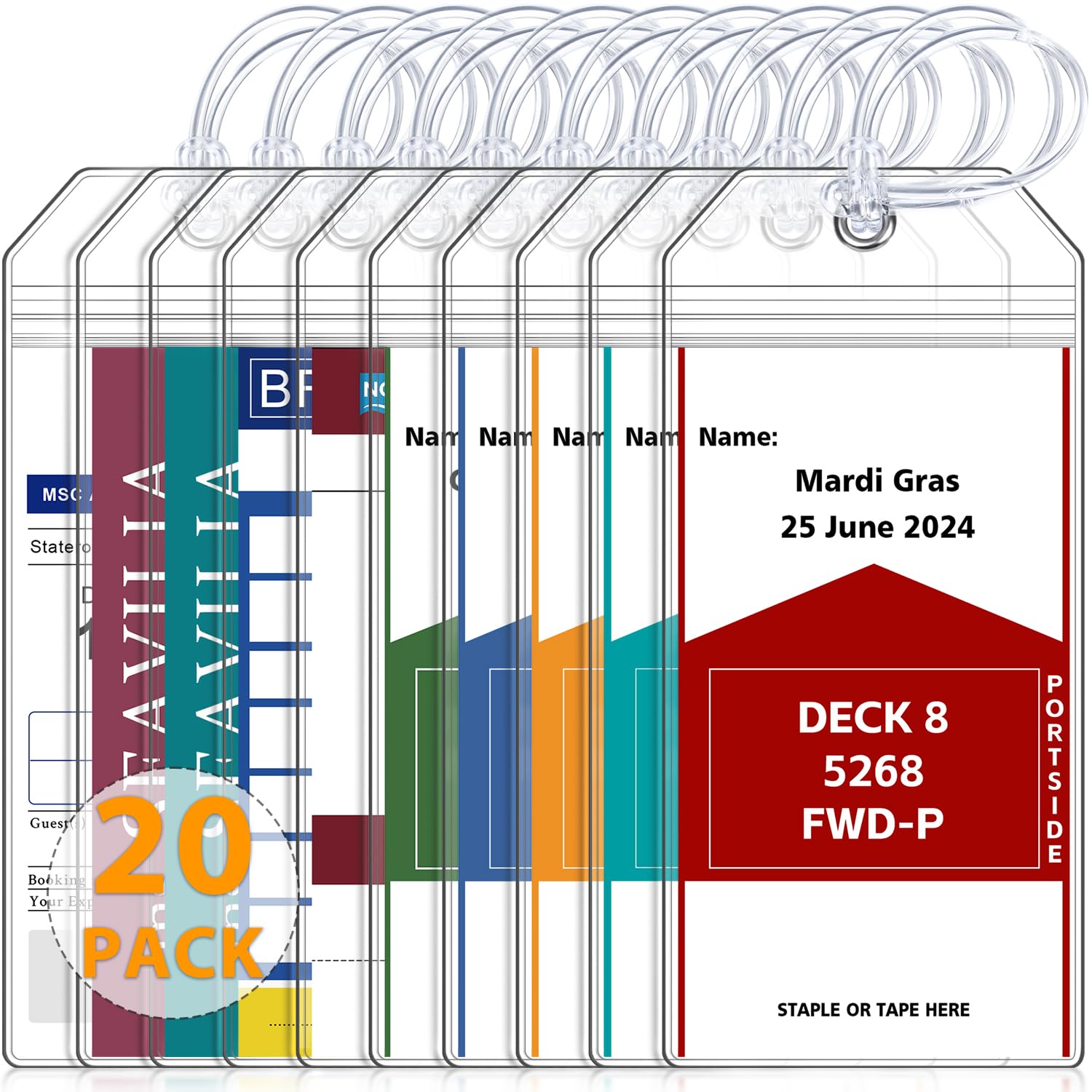6 Pack Cruise Luggage Tag Holder, Cruise Essentials 2026 for NCL, Princess, Carnival, Royal Caribbean and Celebrity Cruise Luggage Tags for Travel Essentials by SEAVILIA