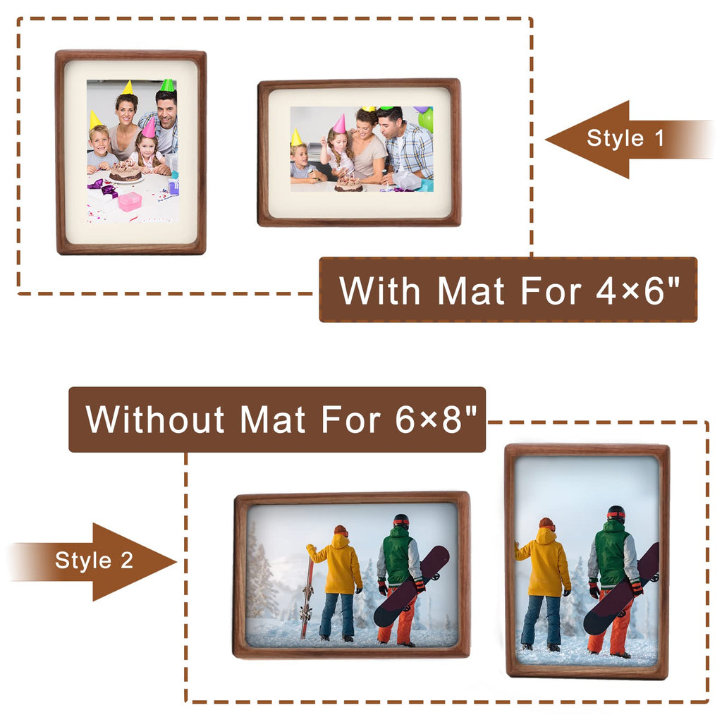 Mini Wood Picture Frame,Small Picture Frames 2x3 with Tiny Mat | Cute Polaroid Picture Frame,Teak Solid Natural Wood Tiny Photo Frame, Tabletop and Wall Mounting