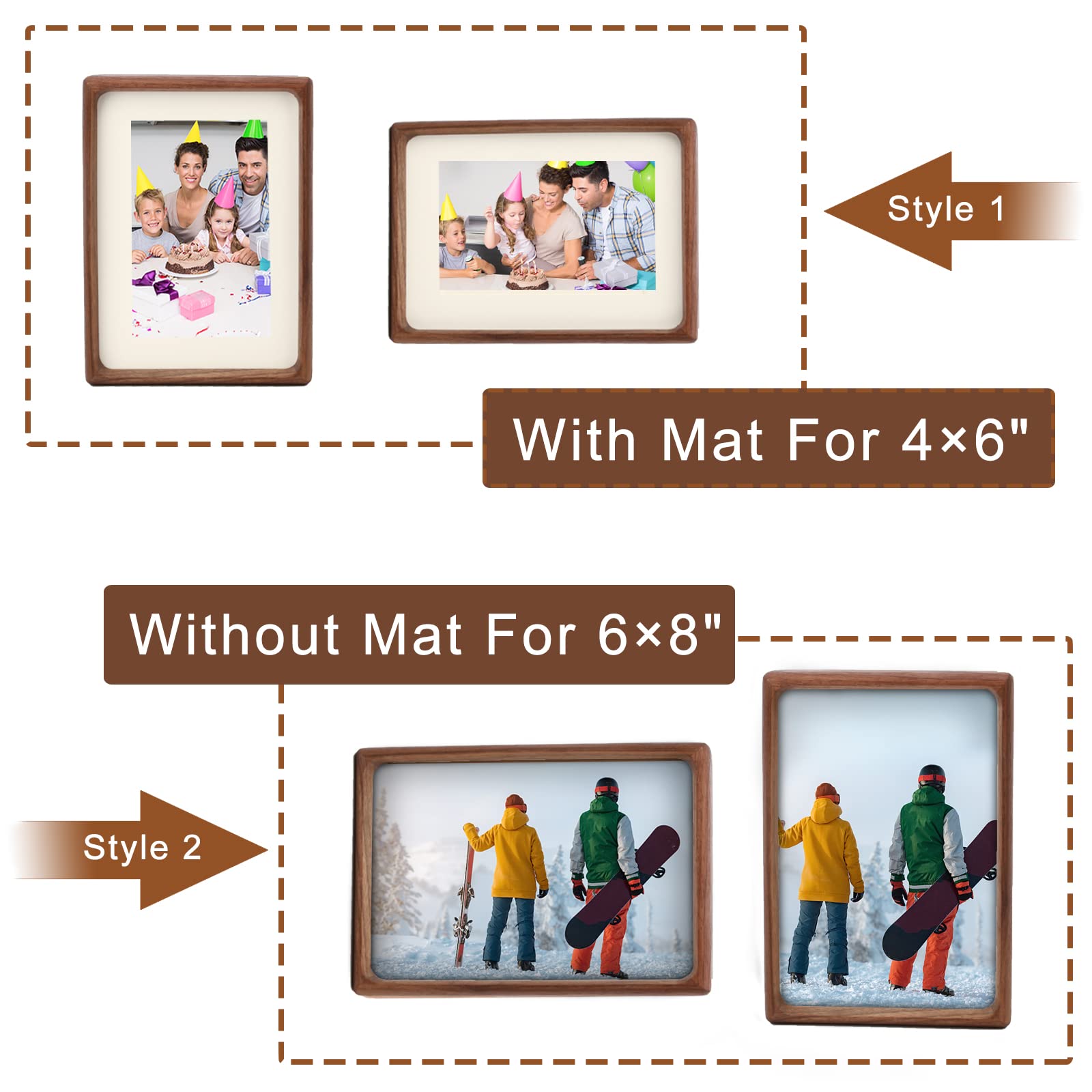 Mini Wood Picture Frame,Small Picture Frames 2x3 with Tiny Mat | Cute Polaroid Picture Frame,Teak Solid Natural Wood Tiny Photo Frame, Tabletop and Wall Mounting