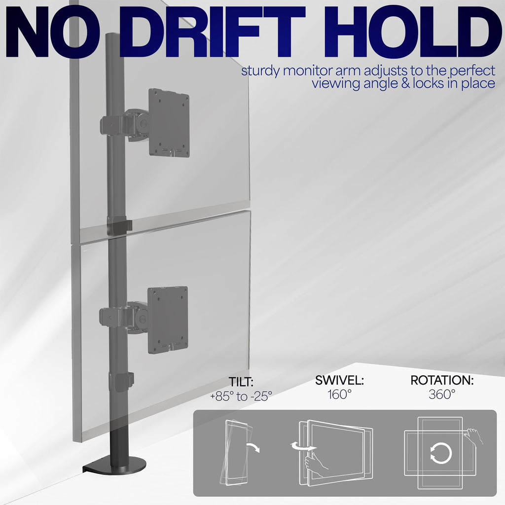 VIVO Dual Monitor Desk Mount Stand with Height Adjustment and VESA Plates for 2 LCD Ultrawide Screens up to 34 inches, Stacked Array, STAND-V002R