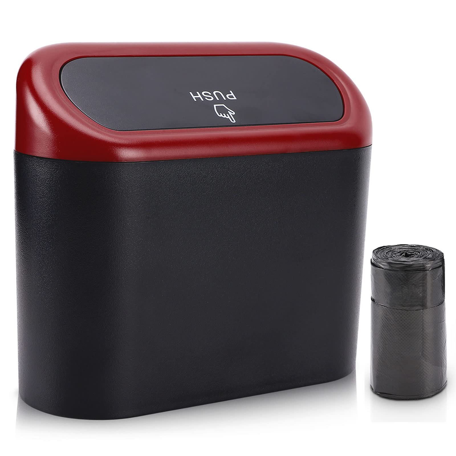 Accmor Car Trash Can with Lid, Mini Auto Dustbin Garbage Organizer with 30 Pcs Plastic Trash Bag, Automotive Garbage Container Bin for Vehicle, Home, Office