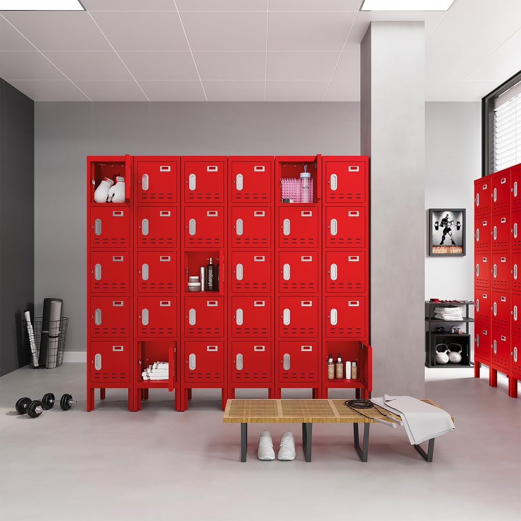 Lockers,Metal Locker, (Beige, 1 Door - (66.15" H x 11.8" W x 11.8" D))
