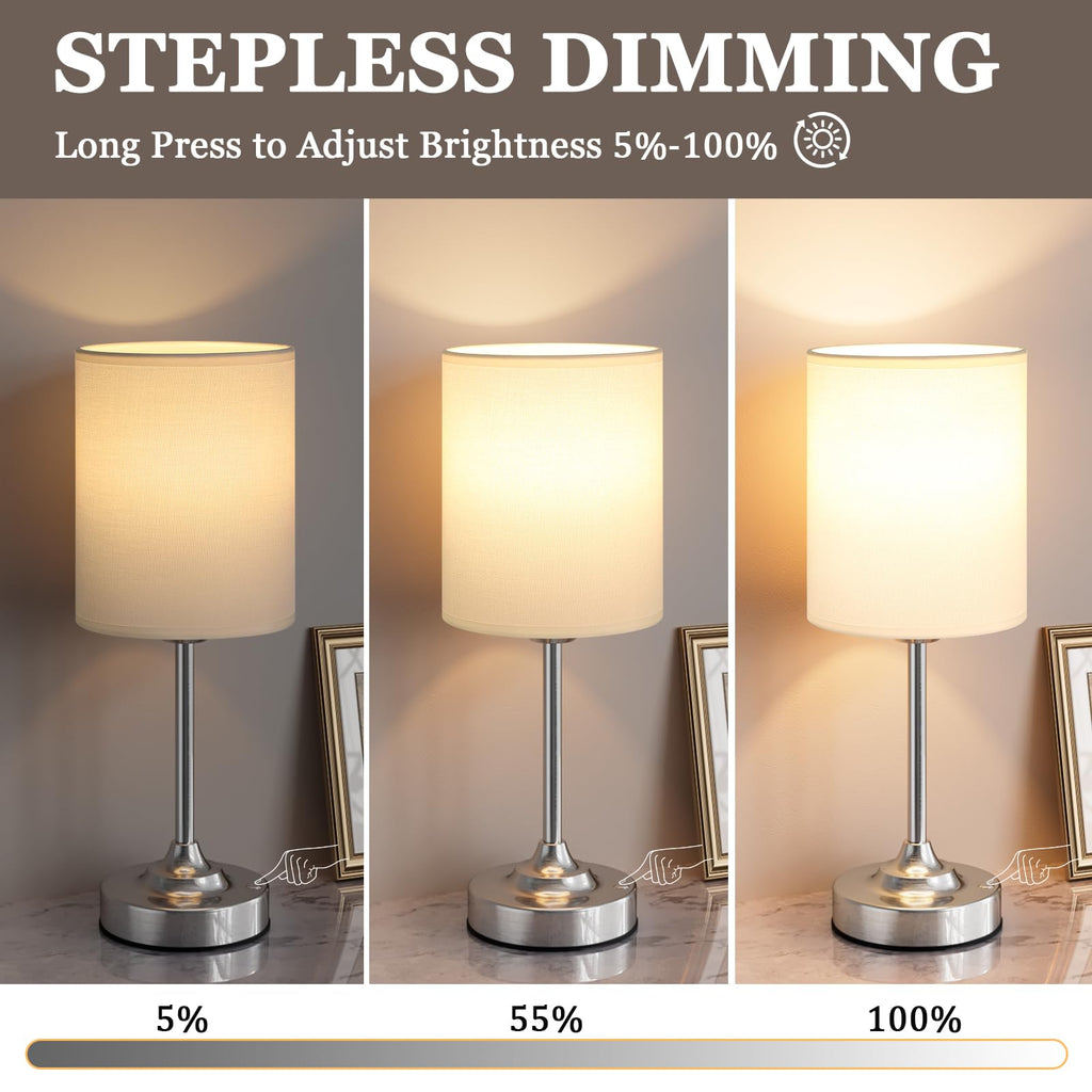Touch Control Cordlss Table Lamp, USB-C Rechargeable Lamp with Stepless Dimming, 4000mAh Battery Operated Bedside Lamp for Bedroom, Living Room, Night Light & Emergency Lighting, Black, 1 Pack
