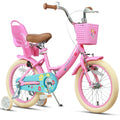 Glerc Maggie Girls Bike, 12-20 Inch Kids Bike for 2-13 Years Old Children, Princess Style Kids Bicycle with Doll-Seat & Basket & Training Wheels, Multiple Colors