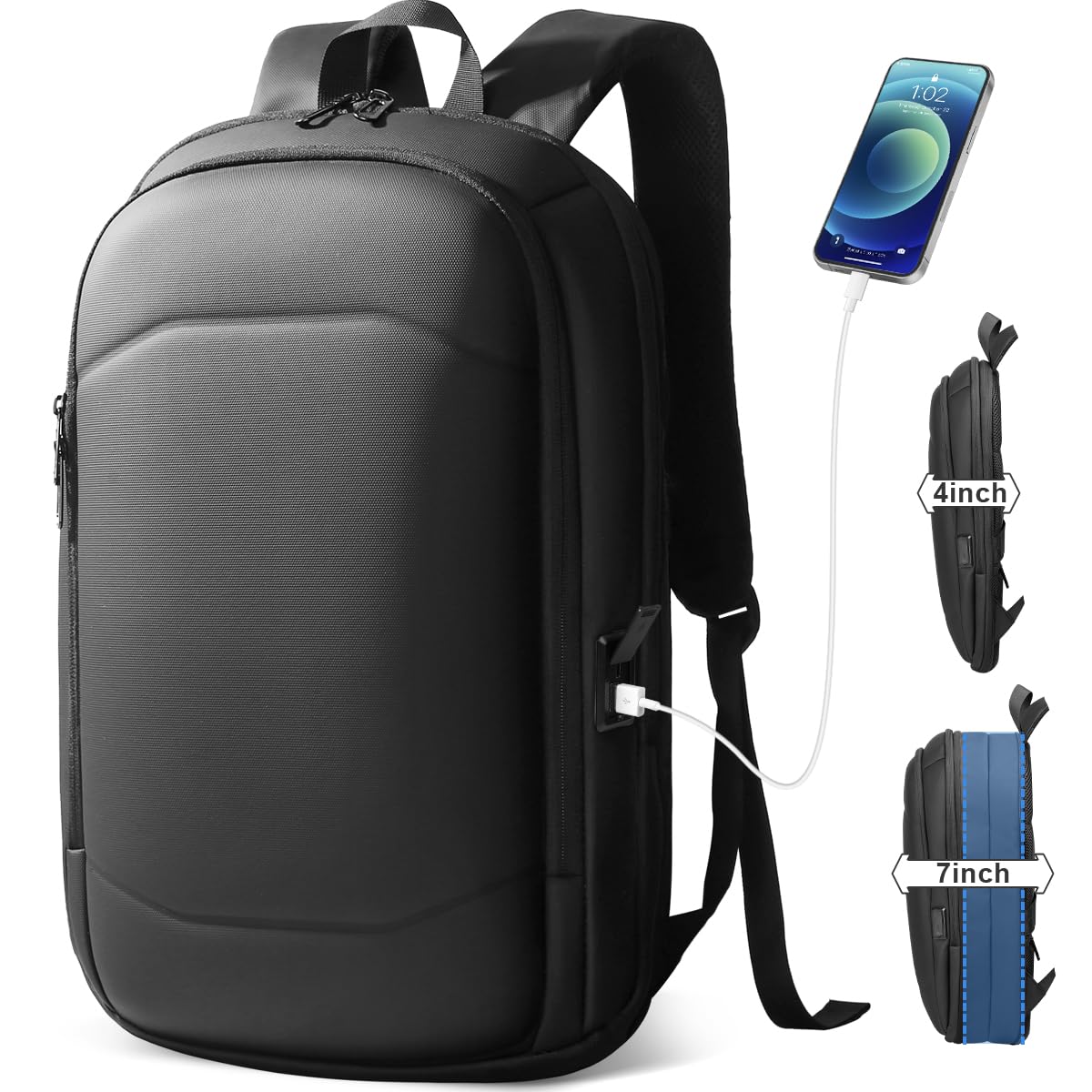 hk Business Backpack for Men 15.6 Inch,Slim & Expandable Waterproof Travel Laptop Backpack, Anti-Theft Lightweight Work Computer Bag, College Laptop Backpacks Gifts for Men Women-Black