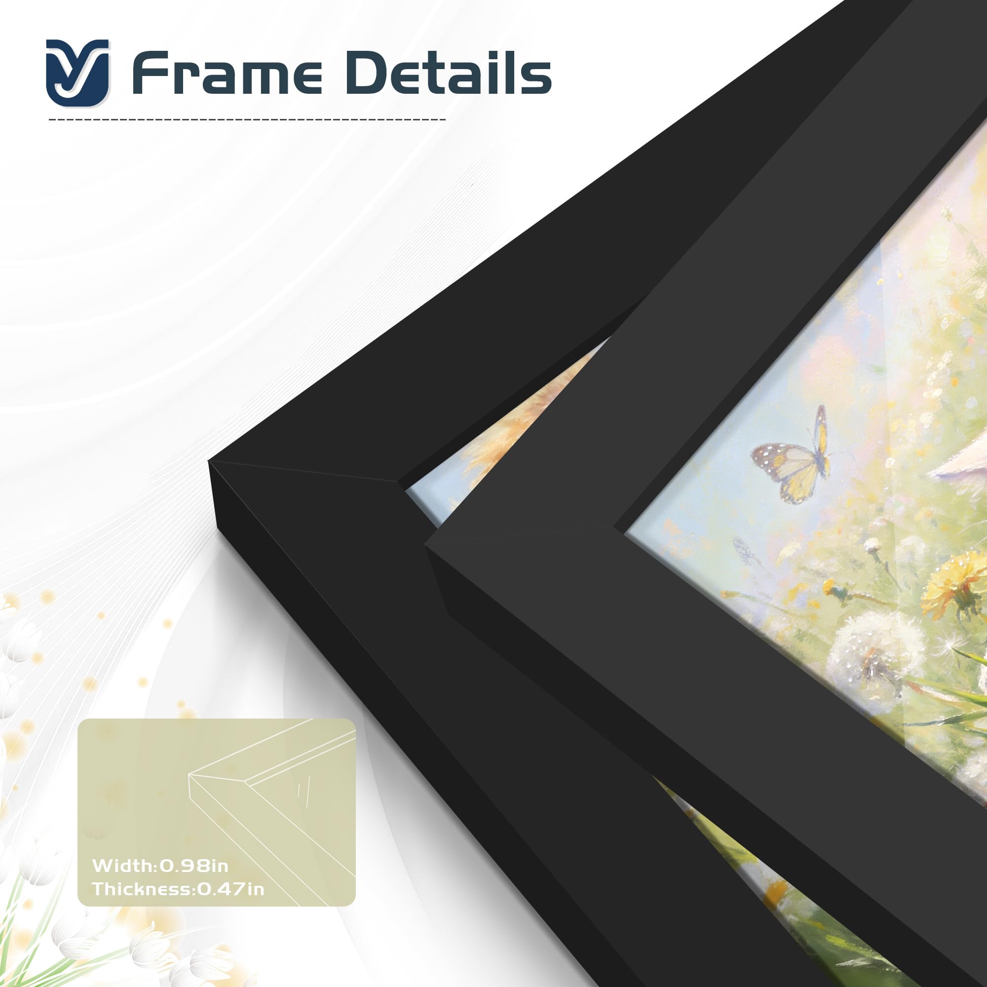 16x24 Black Frame 2 Pack, Engineered Wood for 24 x 16 in Poster | Horizontal or Vertical Wall Mounting, 24x16 Poster Frames for Gallery, Office, and Home Decor