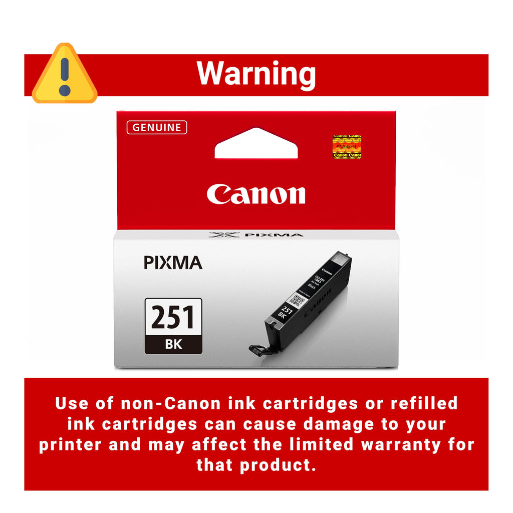 Canon CLI-251 Genuine Black Ink Tank, Compatible with MG6320, IP7220 & MG5420, MX922, MG5520, MG6420, MG7120, iX6820, iP8720, MG7520, MG6620, and MG5620 Printers
