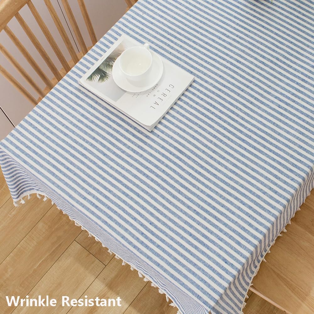 TruDelve Cotton Table Cloth Square Tables Beige Striped Tablecloths Fall Outdoor Tablecloth for Picnic Table Cover (Beige,55"x55",Square)