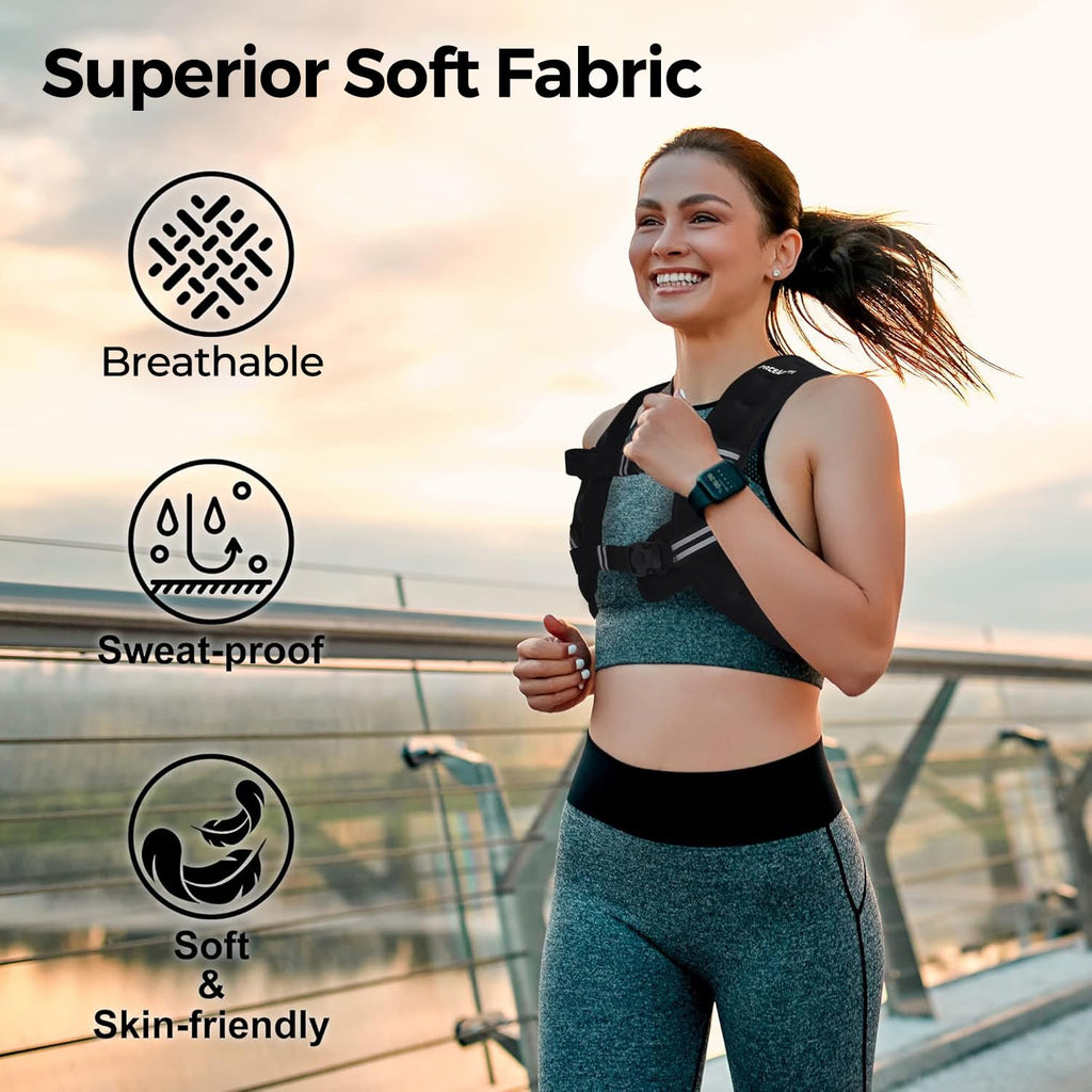 PACEARTH Weighted Vest,6lb/8lb/10lb/12lb/16lb/20lb/25lb/30lb Weight Vest with Reflective Stripe, Body Weight Vests for Women, Men, Weight Loss Workout, Strength Training, Running, Walking, Jogging
