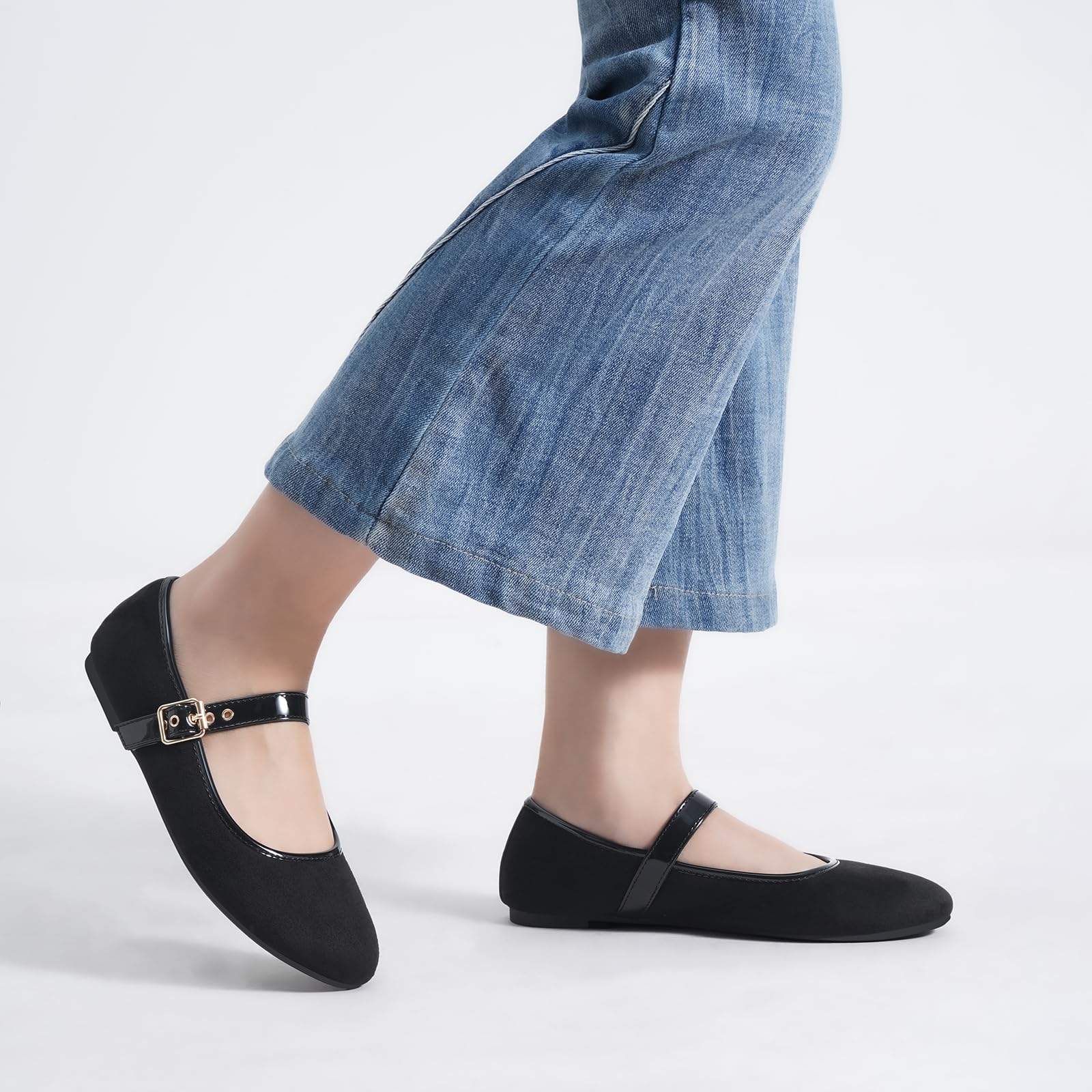 MaxMuxun Women's Flats Shoes Faux Suede Round Toe Ballet Dressy Flats Comfortable Slip On Walking Shoes