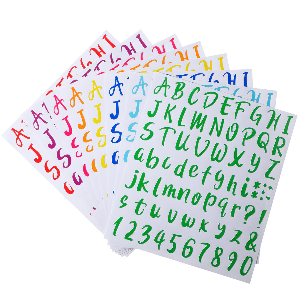 Outus 576 Pieces 8 Sheets Letters Stickers Self Adhesive Vinyl Letter for Graduation Cap Alphabet Number Stickers Mailbox Numbers Sticker, Decals for Classroom Decor Sign Door(Black,1 Inch)