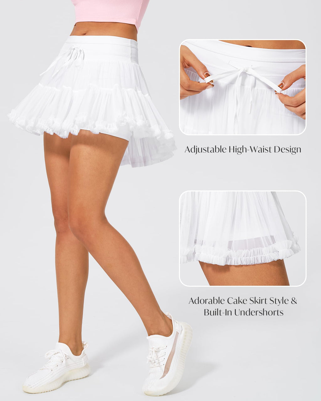 Stelle Women's High Waist Athletic Skorts with Shorts Pockets Ruffle Hem Flowy Skirts Mini Tiered Short Skirt Casual Summer