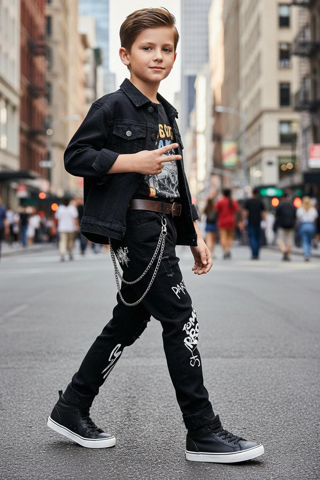 Boy's Skinny Fit Ripped Destroyed Distressed Stretch Slim Jeans Pants